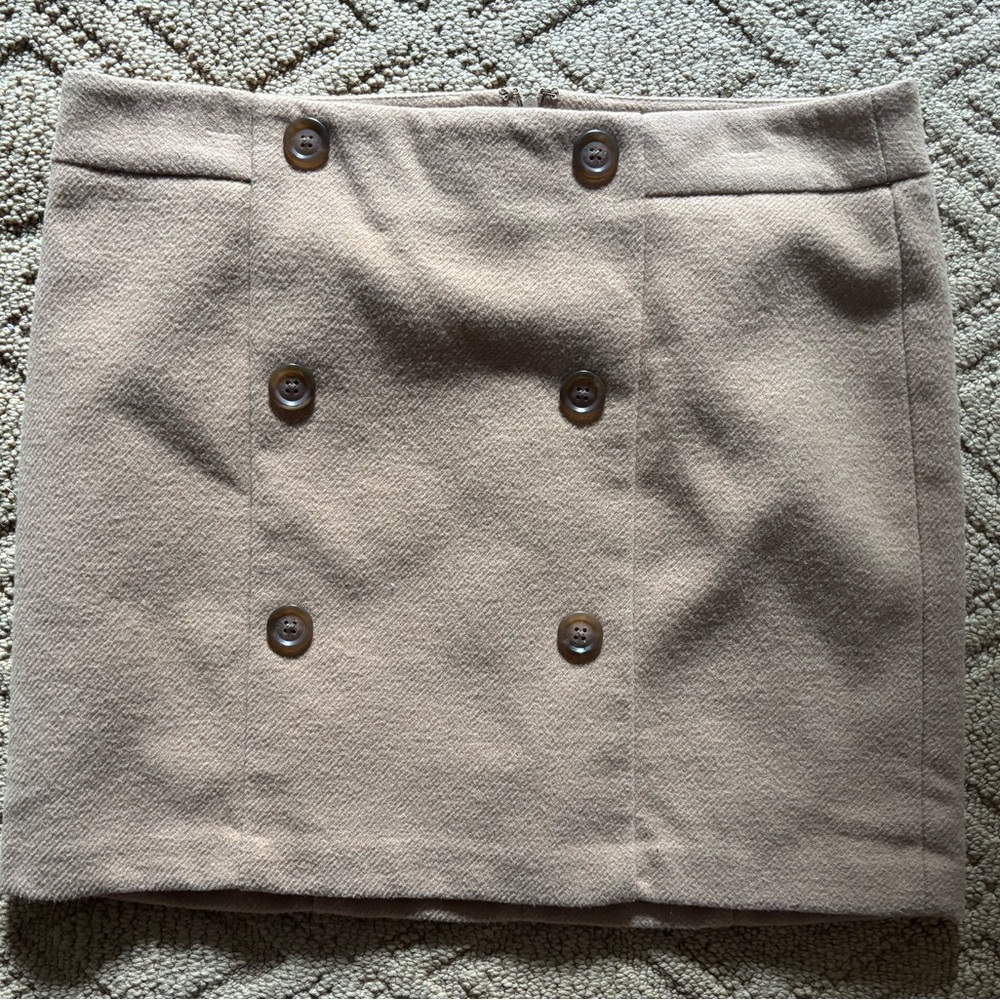 GAP Tan Double-Breasted Mini Skirt
